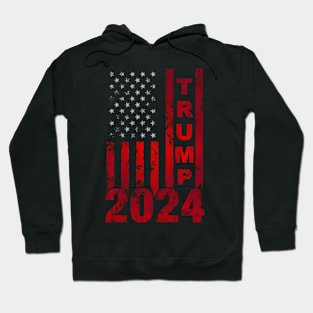 Patriotic Glowing American Flag Trump 2024 Hoodie